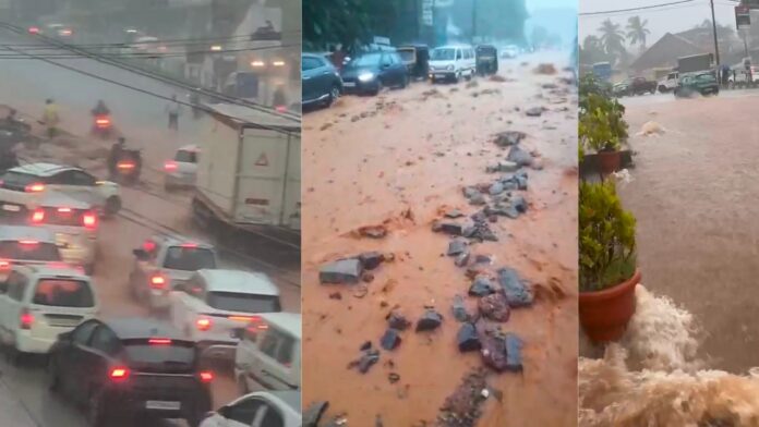 ಉಡುಪಿ&zwnj; | ಮಣಿಪಾಲ ಮಳೆಯ ರಭಸಕ್ಕೆ ಕಿತ್ತುಹೋದ ರಾಷ್ಟ್ರೀಯ ಹೆದ್ದಾರಿ, ಟ್ರಾಫಿಕ್ ಜಾಮ್